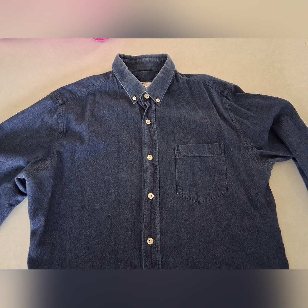 Ami Alexandre Mattiussi/ Blue Denim Button Up Shirt/ 100% Cotton/ Size US M - Picture 14 of 16